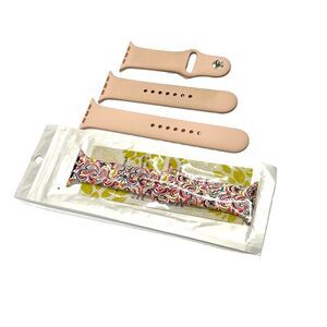 Lot of 2 Silicone Smartwatch bands Paisley NEW & Used Blush Pink Extra Long Opti